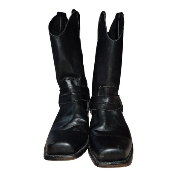 Liberty Black Men's James Distressed Leather Harness Moto Biker Boots 10 - Picture 6 of 9